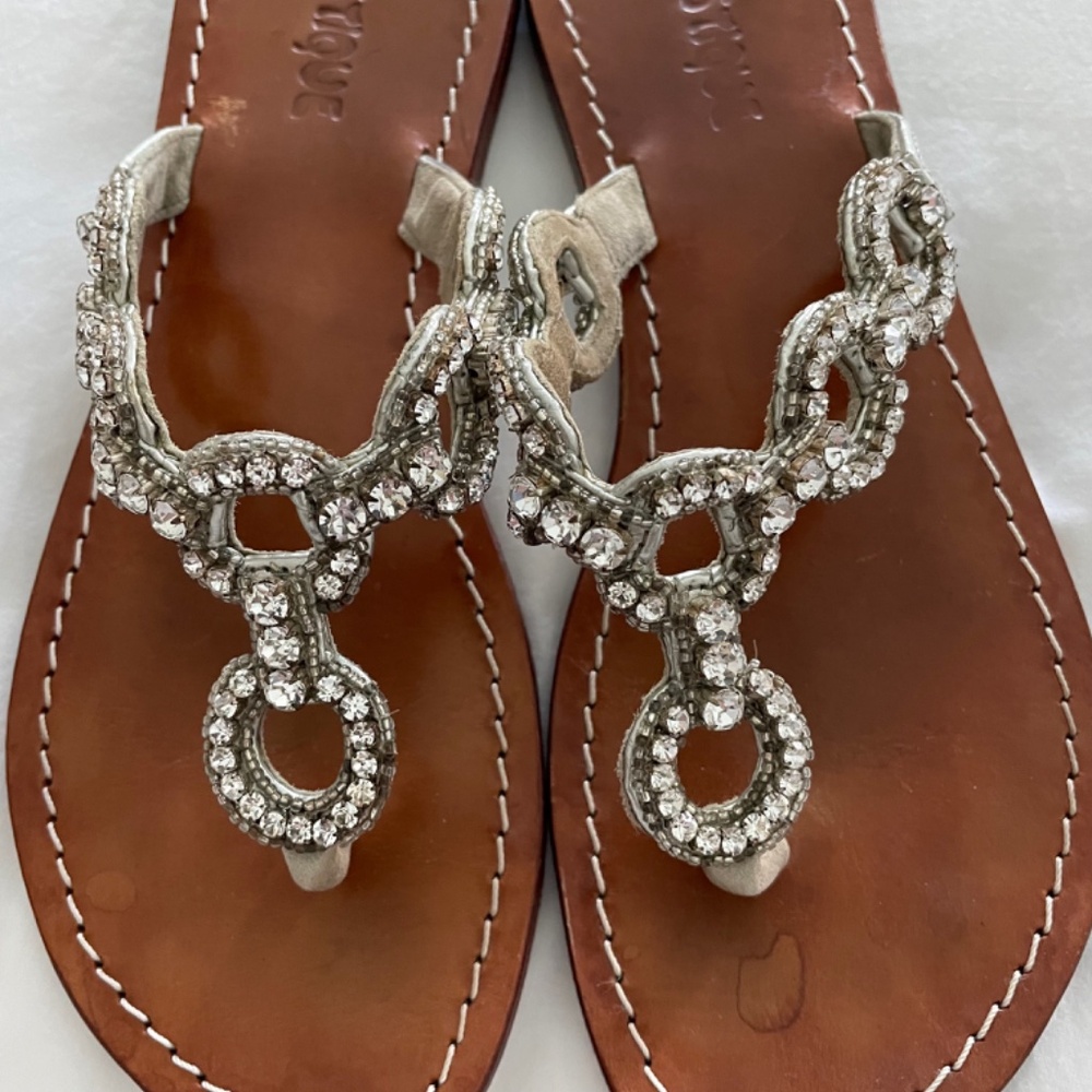 Mystique Vernona leather Crystal Embellishments Slides